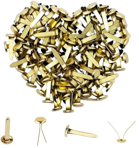 MingFontec 100 Stück Musterbeutelklammern Musterklammern Mini Brads Leicht und Wiederverwendbar Metall Rundkopfklammern Scrapbooking Für Schule Büro Papier Briefklammern Basteln Handwerk DIY (Golden)