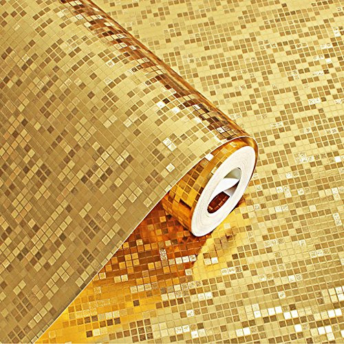 KeTian Premium-Tapete, dicke Goldfolie mit Flimmeroptik, als dekorative Wandgestaltung, 0,53 m x 10 m gerollt, für eine Fläche von 5,3 m2