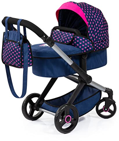 Bayer Design 17054AA Puppenwagen Xeo mit Tasche, höhenverstellbarer Griff, Schwenkschieber, wandelbar als Puppenjogger, bewegliche Vorderräder, integrierter Korb