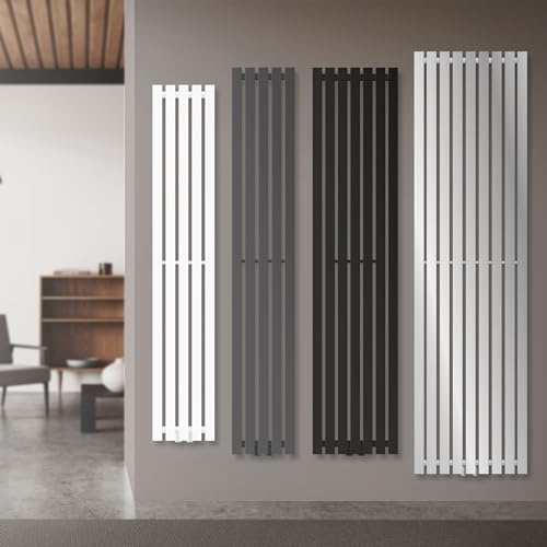 LuxeBath Designheizkörper Stella 480 x 1800 mm, Weiß, Paneelheizkörper mit Mittelanschluss, Einlagig, Flach, Vertikal, Badheizkörper Röhrenheizkörper Flachheizkörper Badezimmer Heizung Bad Wandheizung