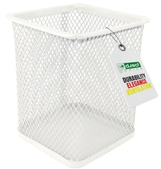 D.RECT Metall Stifteköcher - Stiftehalter Eckig aus Drahtmetall - Mesh Multifunktions Becher für Kugelschreiber - Stifte Halter für Büro/Schule, Perlmuttfarben