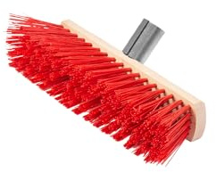 Tom PaR Straßenbesen 30 cm ohne Stiel, Metallhalter - Rot | Robuster Industriebesen mit harten Borsten für Hof, Terrasse und Auffahrt – kehrt Laub, Sand und Kies