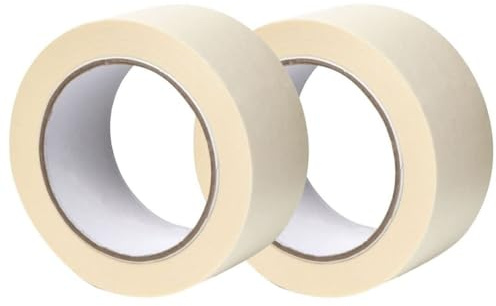 GOCABLETIES Malerkrepp 50 mm x 50 m 2 Rollen | Zum Oberflächenschutz beim Streichen, lösemittelfreier Kleber