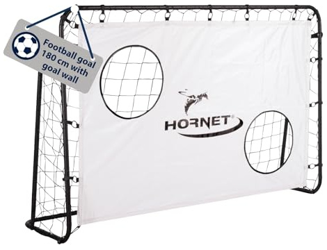 HUDORA Fußballtor Hornet 180 mit Torwand I Outdoor-Tor für Kinder & Erwachsene I Tor mit abnehmbarem Netz & zwei verstärkten Schusslöchern I wetterfestes Trainingstor für Training & Freizeit