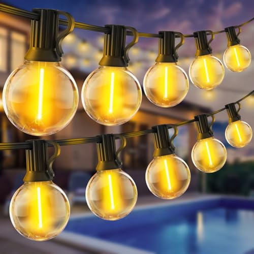 Lichterkette Außen LED Strom Beleuchtung - 30m Outdoor String Lights 100ft | IP44 Wetterfest , Aussen Glühbirnen für Garden Pavillon mit G40 Glühbirne Balkon Terrasse Party