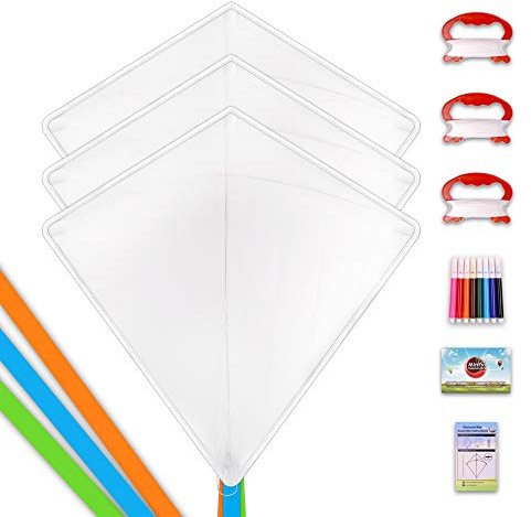 Mint's Colorful Life Kinderdrachen Bausätze Bastelset Flugdrachen für Kinder,Einleiner Drachen Basteln Kite Kit,3 Stück