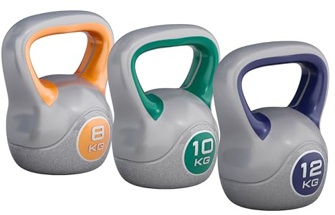 GORILLA SPORTS® Kettlebell - 2kg, 3kg, 4kg, 5kg, 6kg, 8kg, 10kg, 12kg, 14kg, 16kg, 18kg, 20kg Gewichte, Einzeln/Set, mit/ohne Ablage, Kunststoff - Kugelhantel, Schwunghantel, Kugelgewicht