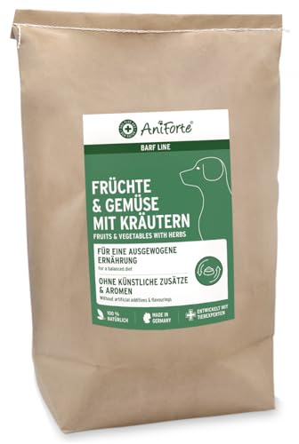 AniForte Barf Zusatz für Hunde Früchte und Gemüse mit Kräutern 5kg - Naturprodukt, Barf Ergänzungsfutter, glutenfrei, Flocken ohne künstliche Zusätze, 100% Natur Ergänzung barfen, Futter