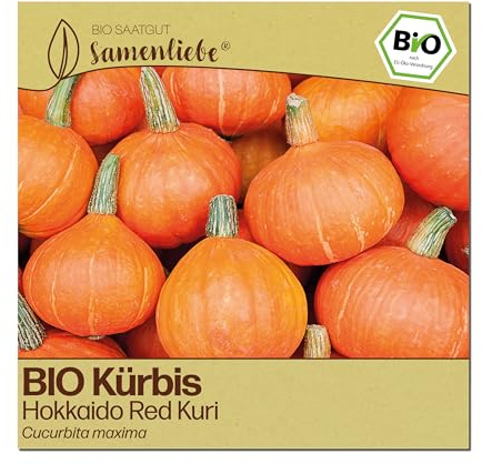 Samenliebe BIO Kürbis Samen | Hokkaido Red Kuri - samenfestes BIO Saatgut