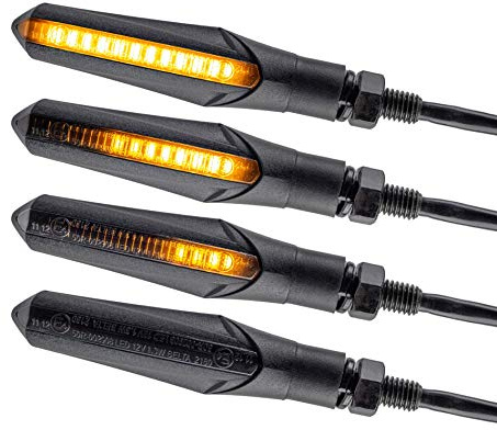 Simda Pro E Mark Led Motorrad Laufeffekt Blinker Lauflicht Sequentiell Schwarz Universal Quad ATV Lauflichtblinker Super Optik und Schön Hell Wasserprüf IP67 E Prüfzeichen