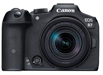 Canon EOS R7 Systemkamera mit RF-S 18–150mm Objektiv – 32,5 MP APS-C CMOS-Sensor – Dual Pixel CMOS AF II, integrierte Bildkombination, UVC/UAC-kompatibel - Perfekt, um Naturmomente einzufangen
