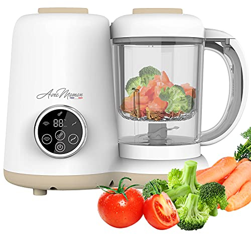 Avec Maman Baby Chef - 4-in-1 Babynahrungszubereiter - Dampfgarer - Mixer - Babybrei Zubereiter - Flaschenwärmer - Sterilisator - Baby Nahrungszubereitung - BPA-FREI