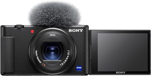 Sony ZV-1 Vlog-Kamera, 20,1 MP, 4K Video, 24–70 mm, Echtzeit-AF | 1-Zoll-Sensor, lichtstarkes Objektiv und schneller Autofokus für hochwertige Vlogs, Porträts und Content Creation