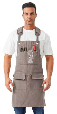 Nanxson Männer Segeltuch Schürzen wasserdicht Arbeitsschürzen, Werkzeugschürze mit Taschen für Garten, Industrie, Malen