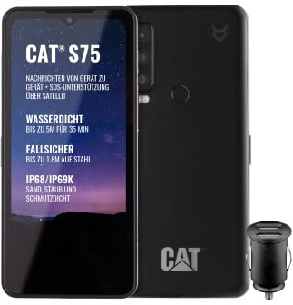 Cat S75 - Robustes, 5G-Smartphone mit Satellitenverbindung (IP68 & IP69K, MIL SPEC 810H, superhelles 6.58” FHD+ 120Hz Display, 2GHz Octa Core Processor, 5000mAh Akku, 6GB/128GB, Android 12) - Schwarz