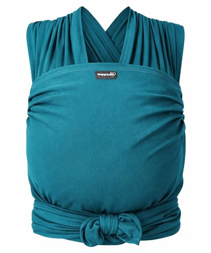 Hoppediz Elastisches Babytragetuch für Neugeborene ab Geburt (2–9 kg) – Weiches Babytragetuch aus kbA-Baumwolle – Elastisches Tragetuch für Babys – Petrol 4,60 m