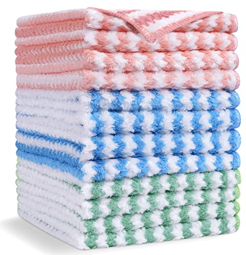 Vicloon Küche Putzlappen, 12 Stück Mikrofaser Reinigungstücher Ultra Saugfähig Wiederverwendbar Lappen,Universal Reinigungstücher für Küche, Badezimmer, Auto-30x30cm(Mehrfarbig)