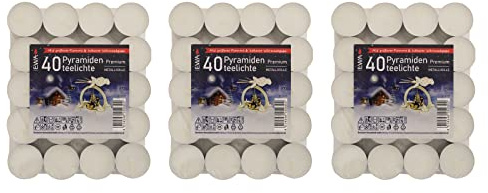 Ebersbacher Kerzenfabrik GmbH 3er Pack Pyramidenteelichte 36 Stück/Packung mit Alu-Hülle, Unparfümiert (3 x 36 Stück)