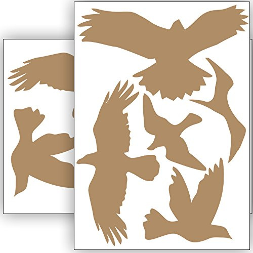 Vogelschutz und Fensterschutz - 10 Aufkleber - Schutz vor Vogelschlag - Sticker Vögel (Hellbraun)