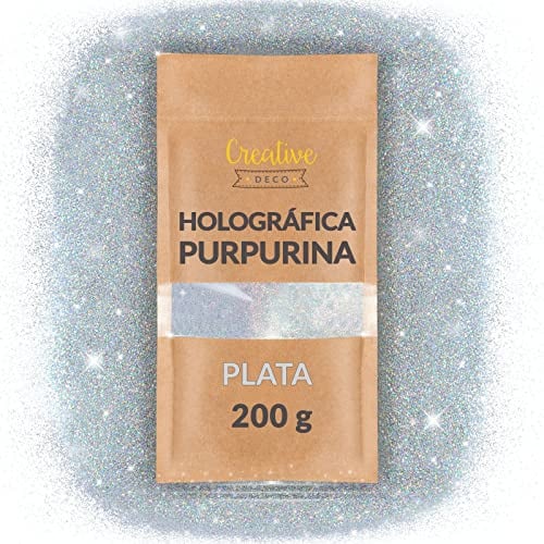 Creative Deco 200g Silber Holographischer Glitzerpulver für Wandfarbe 0,2mm | Glitzer-Pulver Glitzer Wand | Farbzusätze Nagel-Lack & Epoxid-Harz Zusatz | Für Kunst Handwerk Schleim & DIY