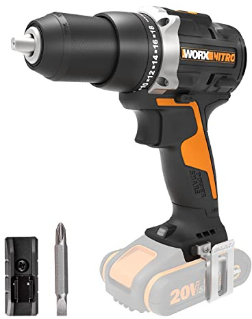 WORX WX102.9 Akku Bohrschrauber 20V, ohne Akku & Ladegerät | Bürstenloser Akkuschrauber, 60Nm, 2-Gang-Getriebe und LED-Licht, Akkubohrer zum Bohren & Schrauben