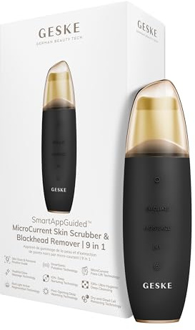GESKE | SmartAppGuided™ MicroCurrent Skin Scrubber & Blackhead Remover | 9 in 1 | Skincare Tools | Face Cleaning | Anti Aging und Reinigung | Professionelle Gesichtsstraffung | Mitesserentferner
