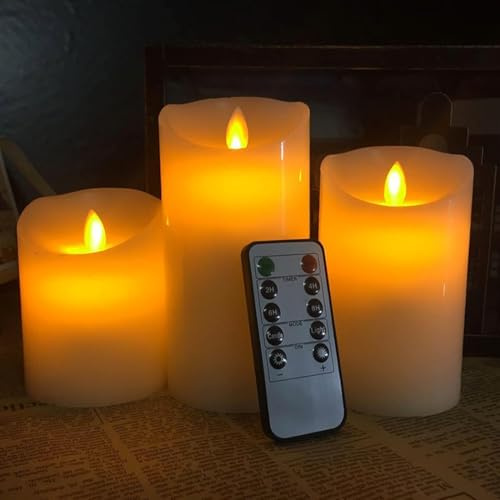 Flintronic LED Kerzen - 3 Stück 10/12.5/15CM Flammenlose Teelichter Mit Realistisch Blinkender Flamme - 10-Tasten Fernbedienung - Für Hochzeit, Festival, Weihnachtsdekoration