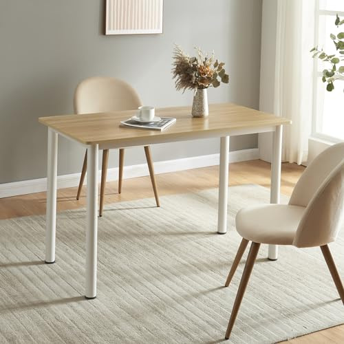 [en.casa] Esstisch Tammela Küchentisch für 4 Personen 120 x 60 cm Esszimmertisch rechteckige Tischplatte Stahlbeine Eicheoptik
