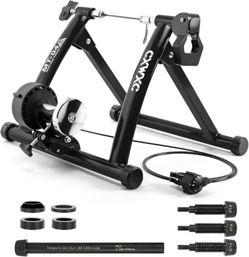 CXWXC Fahrrad Rollentrainer, Klappbar Stahl Bike Trainer mit Schnellspanner Vorderradunterlage Radtrainer für 26-29 Zoll Fahrradtraining Fahrradfahren Zuhause Indoor