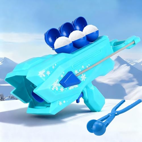 Schneeballwerfer, Schneeball Kanones Spielzeug Mit Schneeballzange, Schneeballpistole, Schneeballkampf mit Griff (Blau)
