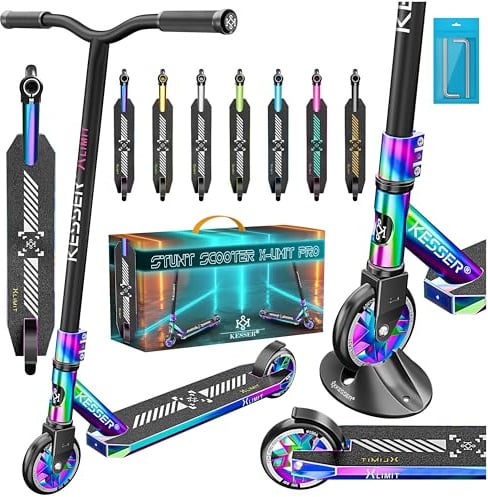 KESSER® Stunt Scooter X-Limit-Pro 360° Lenkung Funscooter Stuntscooter mit Ständer ABEC 9 Kugellagern, 110mm PU Räder, mit Ständer,Kickscooter Tretroller Cityroller Trick Roller für Kinder Erwachsene