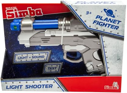 Simba Light Shooter – Spielblaster mit Licht- & Schussgeräuschen, 2-Fach Sortiert, zufällige Auswahl, Action-Spielzeug mit Soundeffekten, inklusive Batterien, ab 3 Jahren