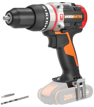WORX Nitro WX354.9 Akku-Schlagbohrhammer 20V - bürstenloser Motor - 18 Drehmomenteinstellung + Bohren & Hammerbohren - 2-stufige Drehzahlsteuerun - 10mm in Stahlbeton - ohne Akkus & Ladegerät
