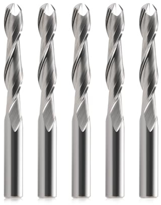 EU_HOZLY 5 STÜCKE Kugelkopffräser CNC Fräser Doppelflöte Spiralfräser 6 mm Schaft 2,36 Zoll Länge OVL