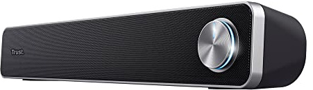 Trust Arys Soundbar, PC Lautsprecher, USB Betrieb, 12 W Spitzenleistung, 3,5 mm AUX Anschluss, Computer Boxen für PC, Monitor, Laptop, TV, Musik - Schwarz