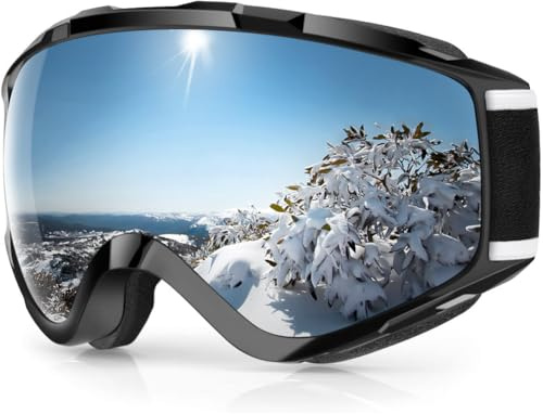 Findway Skibrille, Snowboard Brille für Brillenträger Herren Damen Erwachsene Jugendliche OTG UV-Schutz Kompatibler Helm Anti Fog Skibrillen Sphärisch Verspiegelt