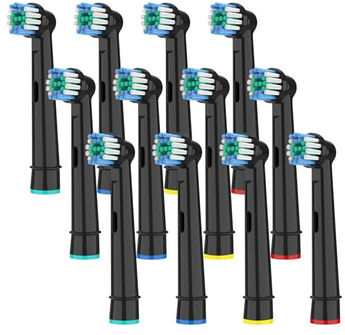 12er Aufsteckbürsten für OralB Vitality Pro, Genius X, Pro Pro Series 3 Plus, Pro 3 Zahnbürste Elektrische, Zahnbürstenaufsatz Kompatibel mit Braun OralB, Precision Ersatzbürsten Schwarz von HSYTEK
