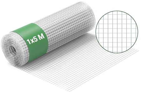 Wiltec Maschendrahtzaun Schwarz 100 cm x 25 m, 0,9 mm Stärke 12x12 mm Maschengröße, Volierendraht 4-Eck aus Stahl verzinkt, Drahtgitter, Vogeldraht