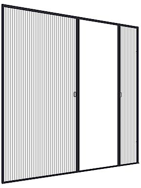 Windhager Fliegengitter Balkontür EXPERT 240 x 240 cm Anthrazit, Plissee Tür mit Alurahmen, Insektenschutz Schiebetür für Doppeltüren, individuell kürzbar, Mückenschutz für Terrasse und Balkon, 03958
