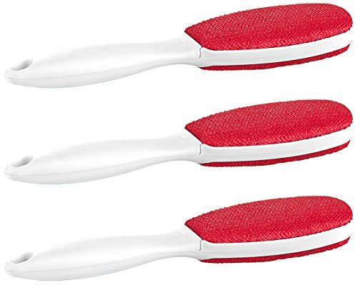 PEARL Fusselbürste Kleidung: XL-Anti-Fussel-Bürste, doppelseitig, für Kleidung, Möbel & Co. 3er-Set (Kleiderbürste, Tierhaarentferner, Hund)