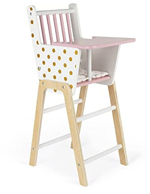 Janod - Candy Chic - Hochstuhl aus Holz für Puppen bis 42 cm - Puppenzubehör - Ab 3 Jahren, J05888