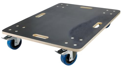 ECD Germany Transportroller mit 2x Feststellbremse 60 x 80 cm bis 800kg Siebdruckplatte - PP-Räder Rollbrett Möbelroller Transporthilfe für Umzug Möbel-Transport Möbelhund Rollwagen Roller Transporter