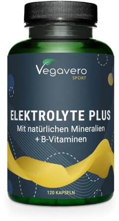 Elektrolyte Plus 1872 mg | Magnesium, Calcium, Kalium, Natrium, Chlorid + B Vitamine | Natürliche Quellen: ConcenTrace & Aquamin | Vegan & ohne Zusätze | Vegavero | 120 Kapseln