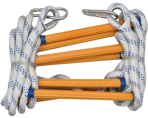 TINMAGI Schwer Entflammbare Sicherheits,10M Feuerfeste Rettungsleiter,Mit 2 Karabiner, Feuerfest Sicherheitsleiter, Balkon Rettungsleiter, Wiederverwendbar Feuerleitern, Kompakt Und Tragbar