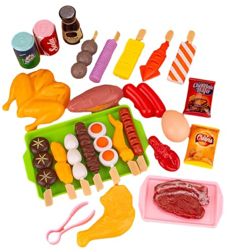 Kinder Grill Spielzeug - Garten Küchen Grill Spielset | Grill Set Für Kinder | Grillküche BBQ Spielzeug | Camping Spielzeug Set | Simulierte Grillspieße Grill | Gefälschte Food Spielzeuge