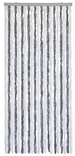 WOHNWOHL® Flauschvorhang (90x200 cm) • Wohnwagen Türvorhang • Fliegenschutz Balkontür • Insektenschutz Vorhang • Fadenvorhang Tür • Sichtschutz Wohnmobil • Farbe: Silber/Weiss