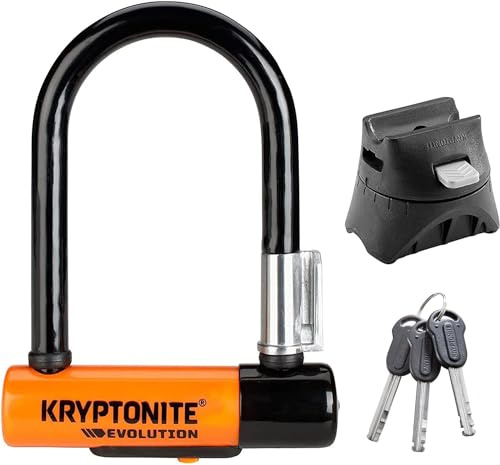 Kryptonite Evolution Mini-5 Bügelschloss mit Flexframe-Halterung, aus gehärtetem Stahl mit Vinylbeschichtung, Sicherheitslevel 7/10, für Fahrräder & E-Bikes, 1,20 kg, 8,3 x 14 cm