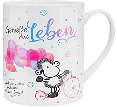 Sheepworld XL-Tasse mit Motiv Genieße | Große Kaffeetasse aus Porzellan, Jumbo-Becher, 60 cl, mit Spruch Genieße das Leben | Geschenk, Freund, Freundin | 46205