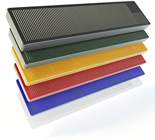 BAUHELD Verglasungsklötze Kunststoff Set 100x24, 1-6 mm 300 Stück | Made in Europe - Rutschfeste Abstandshalter - Starkes Stegsystem - Als Unterlegplatten, Fensterkeile oder Ausgleichsplättchen