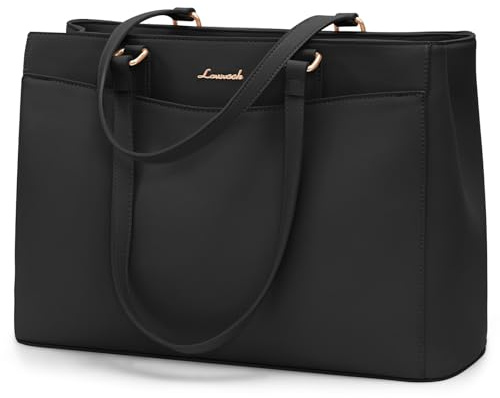 LOVEVOOK Laptoptasche Damen 15,6 Zoll, Leicht Aktentasche Arbeitstasche Handtasche Groß, Elegant Laptop Bag Business Shopper Tasche Lehrertasche Schultertasche Women für Uni Schule Büro, Schwarz
